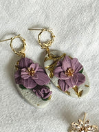 Golden Lavender Herb Collection | Statement Ohrringe aus Polymer Clay |  Lavender Herb & Gold | Creative Studio Anni