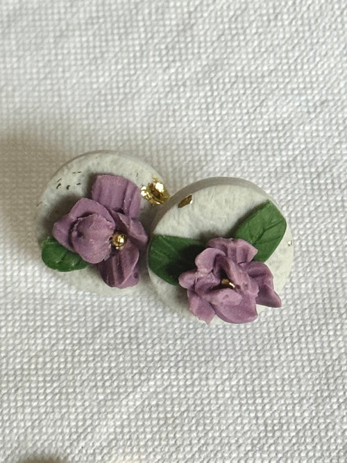 Golden Lavender Herb Collection | Statement Ohrringe aus Polymer Clay |  Lavender Herb & Gold | Creative Studio Anni
