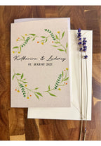 Personalisierte Hochzeitskarte | Handbemalt | Aquarell-Design mit Umschlag und Einleger | Individuelle Glückwunschkarte zur Hochzeit