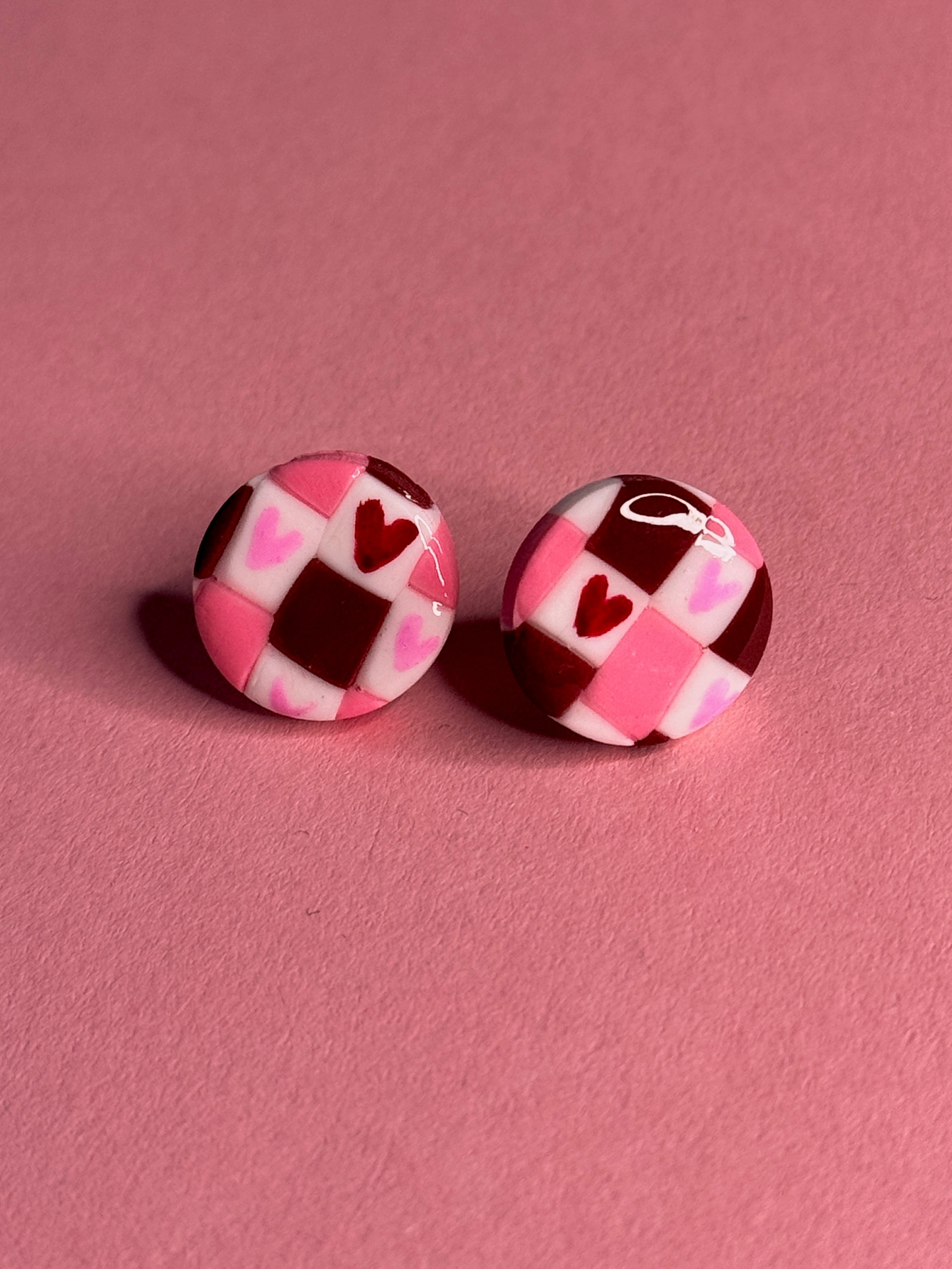Be my Valentine Collection | Statement Ohrringe aus Polymer Clay |  Rosa, Rot, Weiß, Gold | Creative Studio Anni
