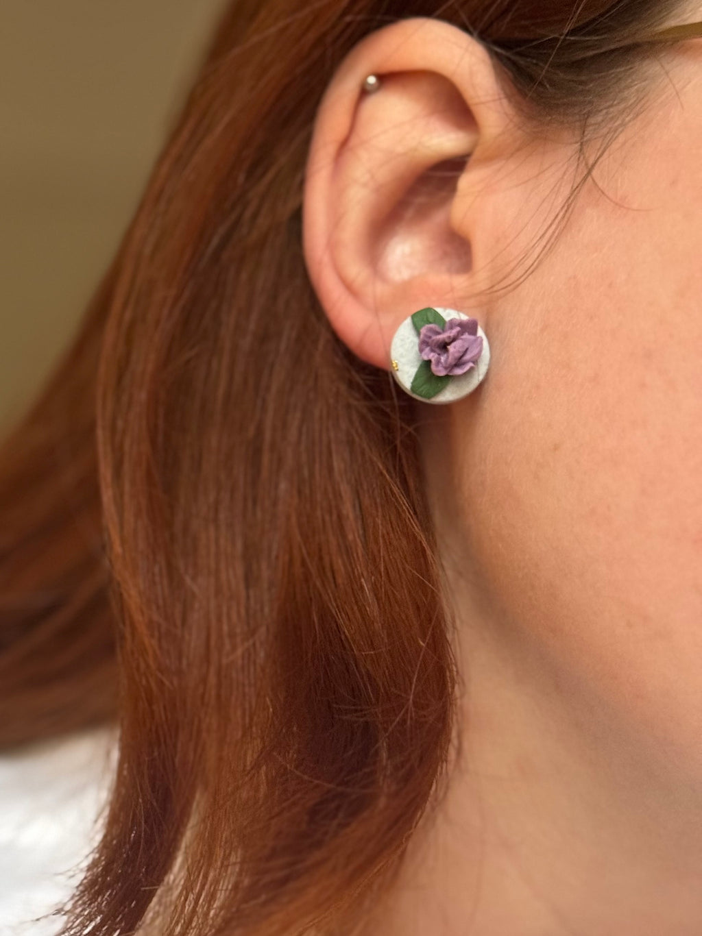 Golden Lavender Herb Collection | Statement Ohrringe aus Polymer Clay |  Lavender Herb & Gold | Creative Studio Anni