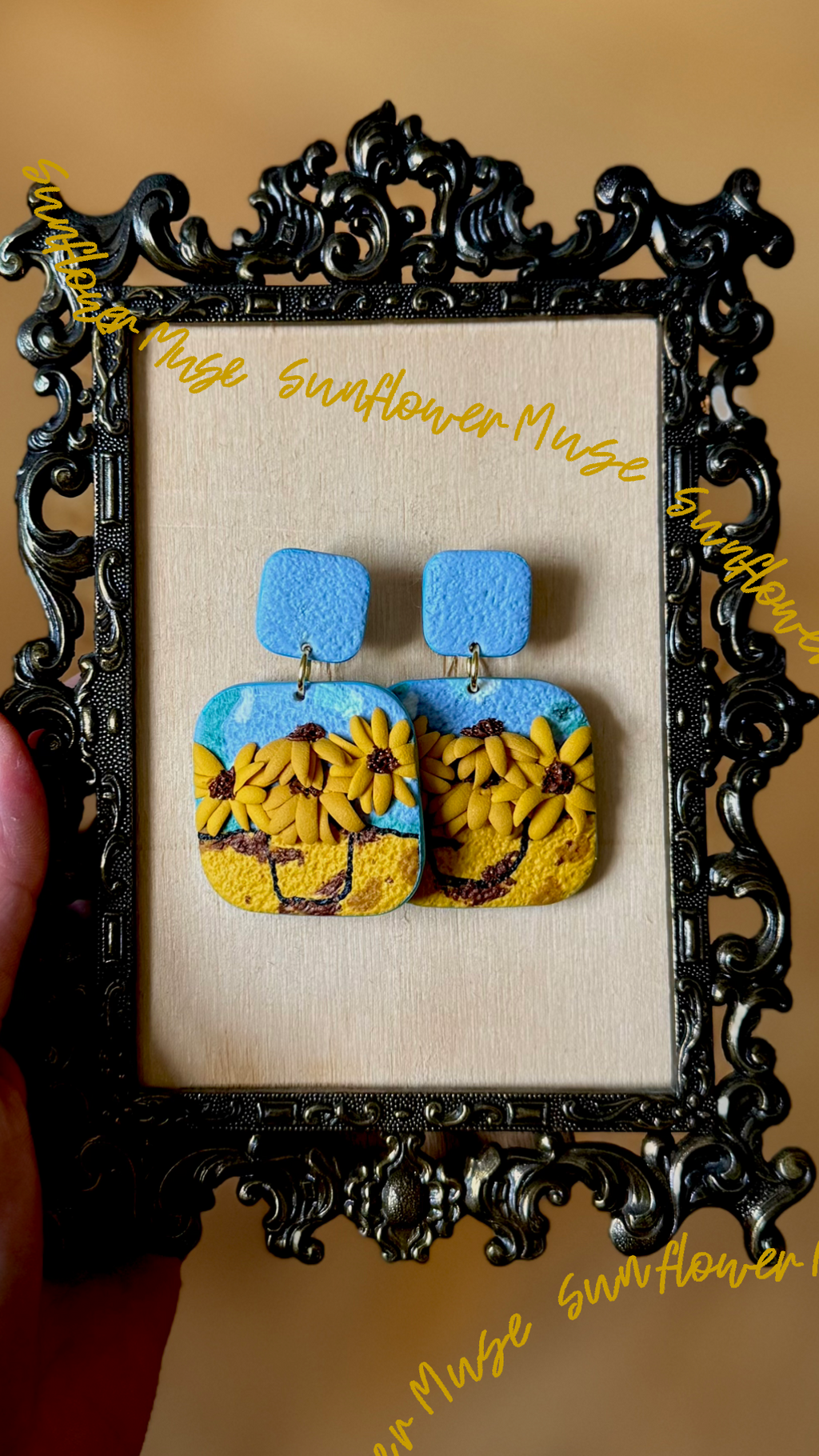 Van Gogh Inspired: Sunflower Muse | Handgemachte Statement Ohrringe | Polymer Clay | Unikate von Creative Studio Anni