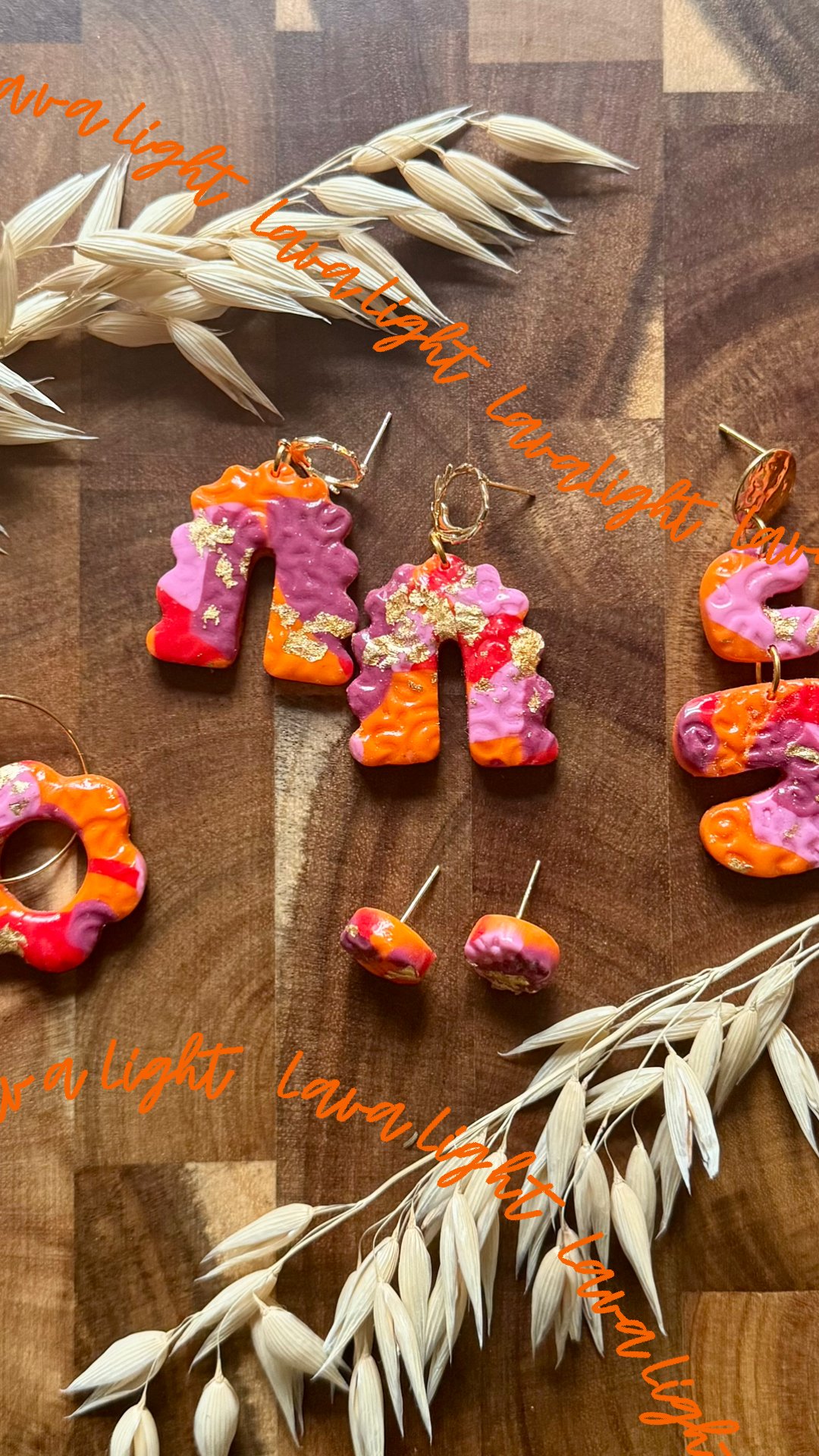 Lava Light Collection | Statement Ohrringe aus Polymer Clay | Rot, Orange & Pink | Creative Studio Anni