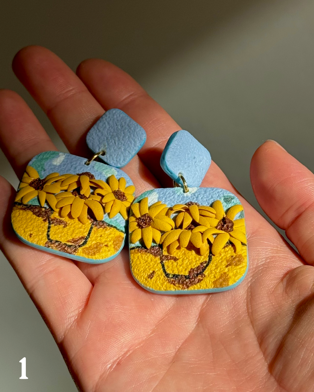 Van Gogh Inspired: Sunflower Muse | Handgemachte Statement Ohrringe | Polymer Clay | Unikate von Creative Studio Anni