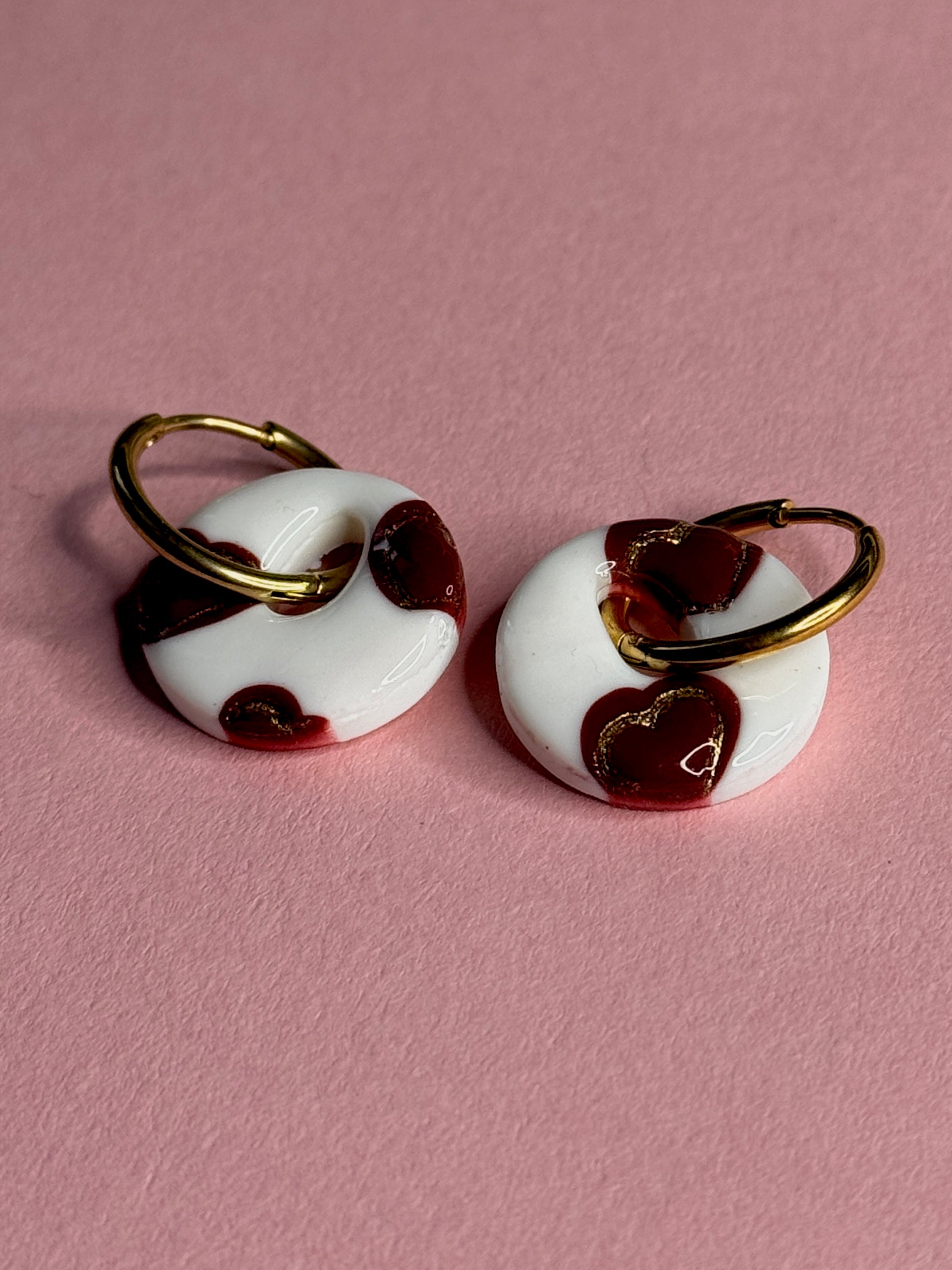 Be my Valentine Collection | Statement Ohrringe aus Polymer Clay |  Rosa, Rot, Weiß, Gold | Creative Studio Anni