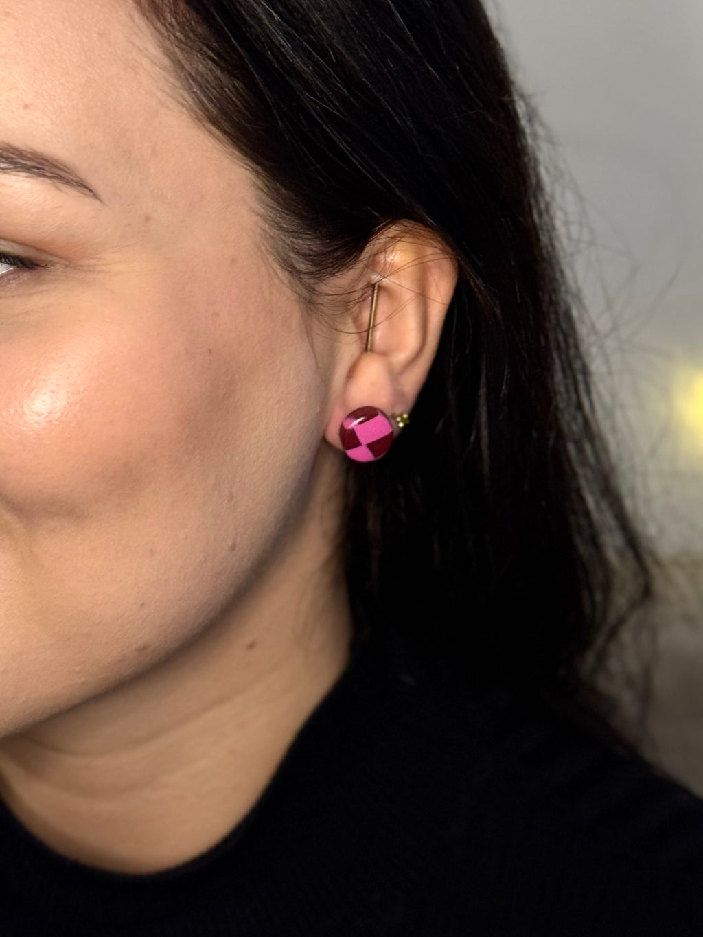 Pink & Checkered Vibes Collection | Statement Ohrringe aus Polymer Clay | Creative Studio Anni