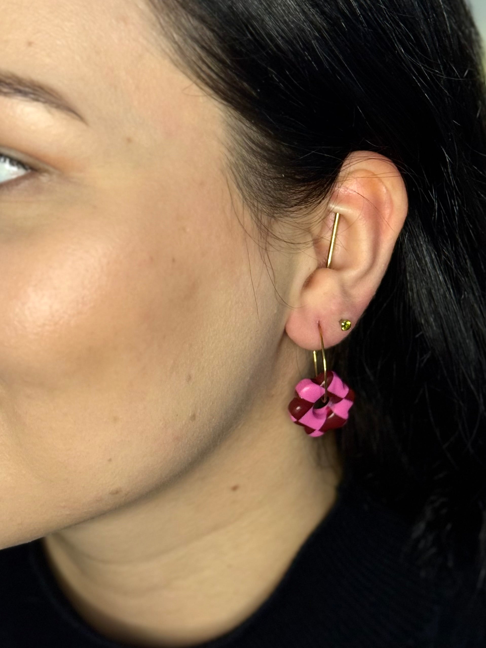 Pink & Checkered Vibes Collection | Statement Ohrringe aus Polymer Clay | Creative Studio Anni