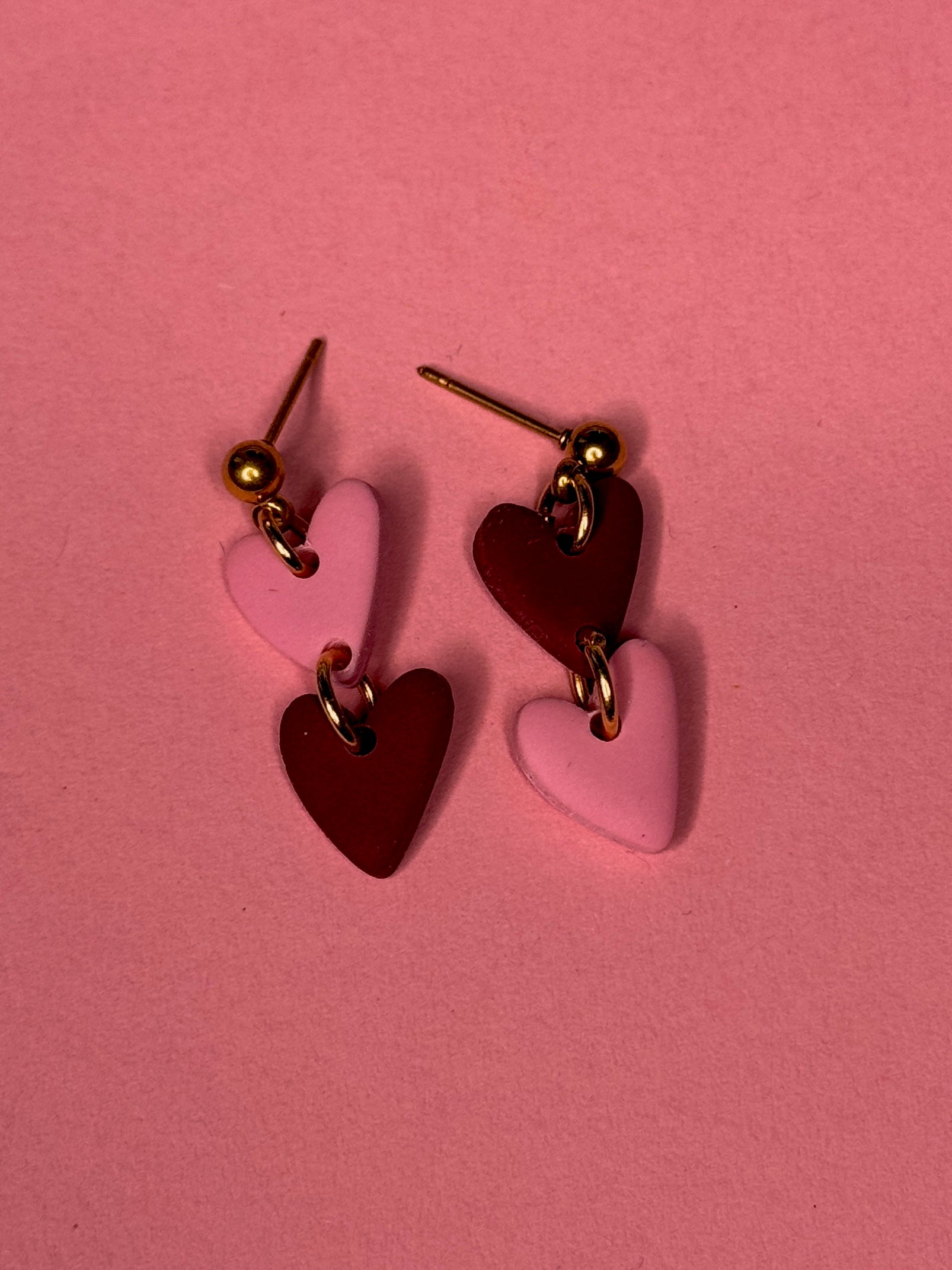 Be my Valentine Collection | Statement Ohrringe aus Polymer Clay |  Rosa, Rot, Weiß, Gold | Creative Studio Anni