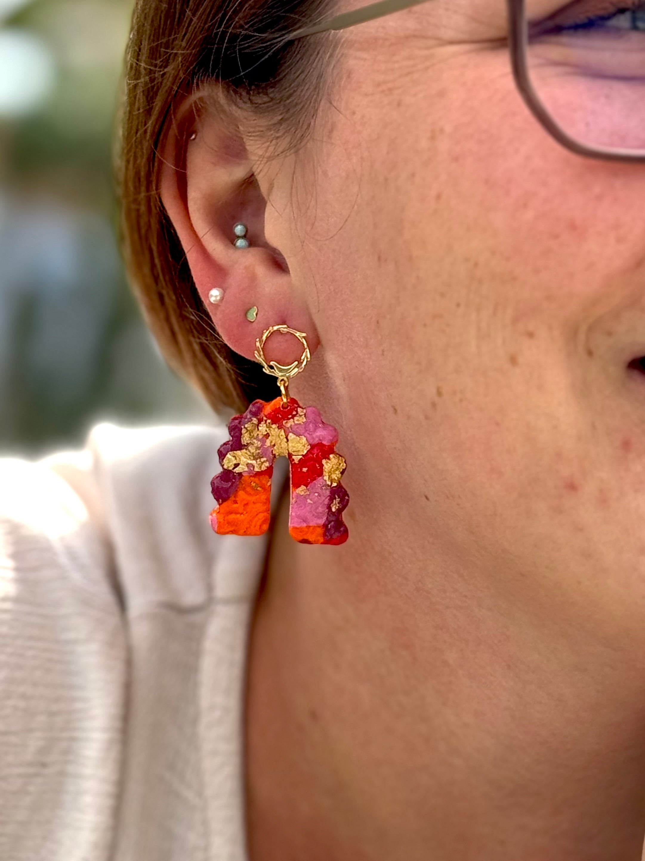 Lava Light Collection | Statement Ohrringe aus Polymer Clay | Rot, Orange & Pink | Creative Studio Anni