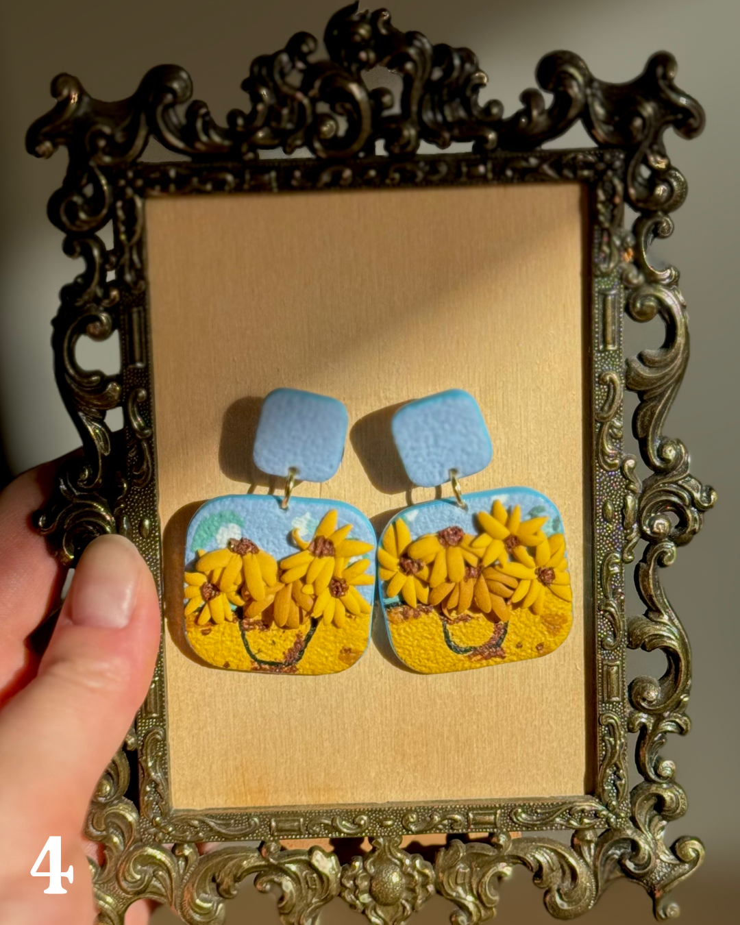 Van Gogh Inspired: Sunflower Muse | Handgemachte Statement Ohrringe | Polymer Clay | Unikate von Creative Studio Anni