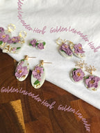 Golden Lavender Herb Collection | Statement Ohrringe aus Polymer Clay |  Lavender Herb & Gold | Creative Studio Anni