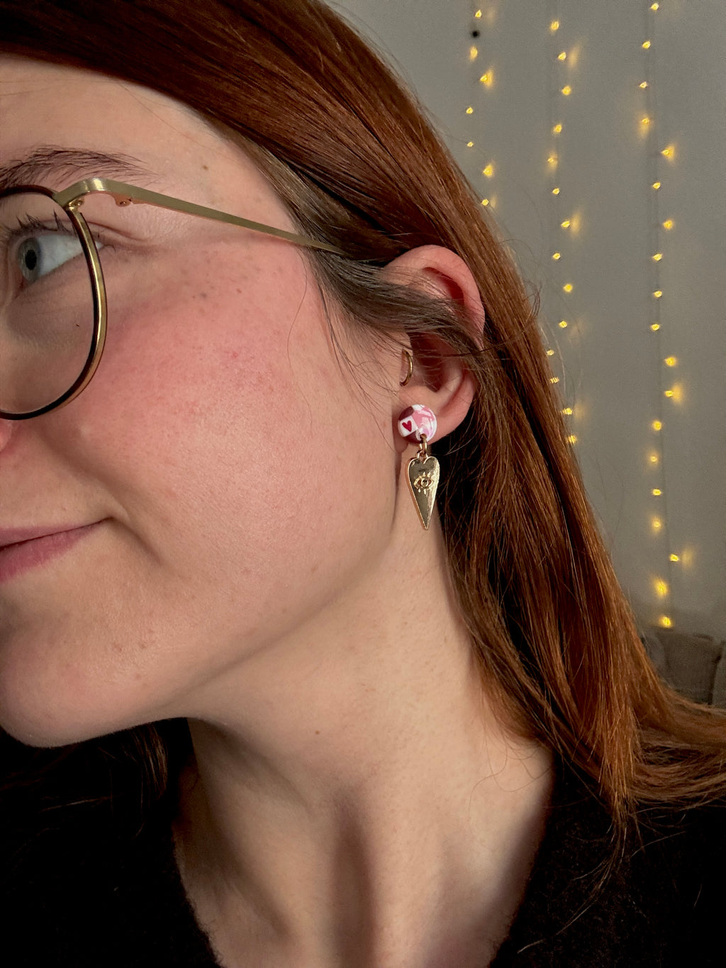 Be my Valentine Collection | Statement Ohrringe aus Polymer Clay |  Rosa, Rot, Weiß, Gold | Creative Studio Anni