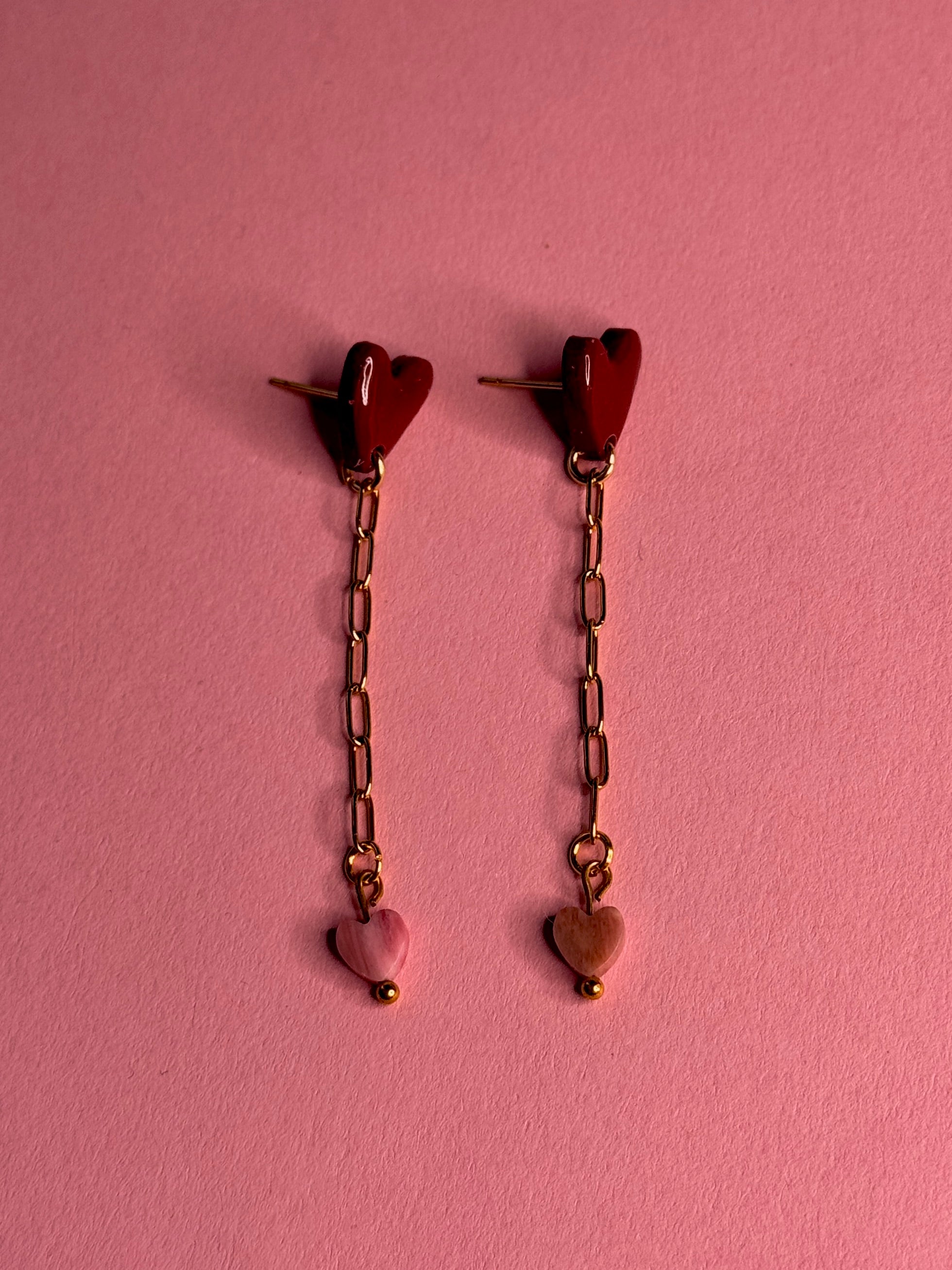 Be my Valentine Collection | Statement Ohrringe aus Polymer Clay |  Rosa, Rot, Weiß, Gold | Creative Studio Anni