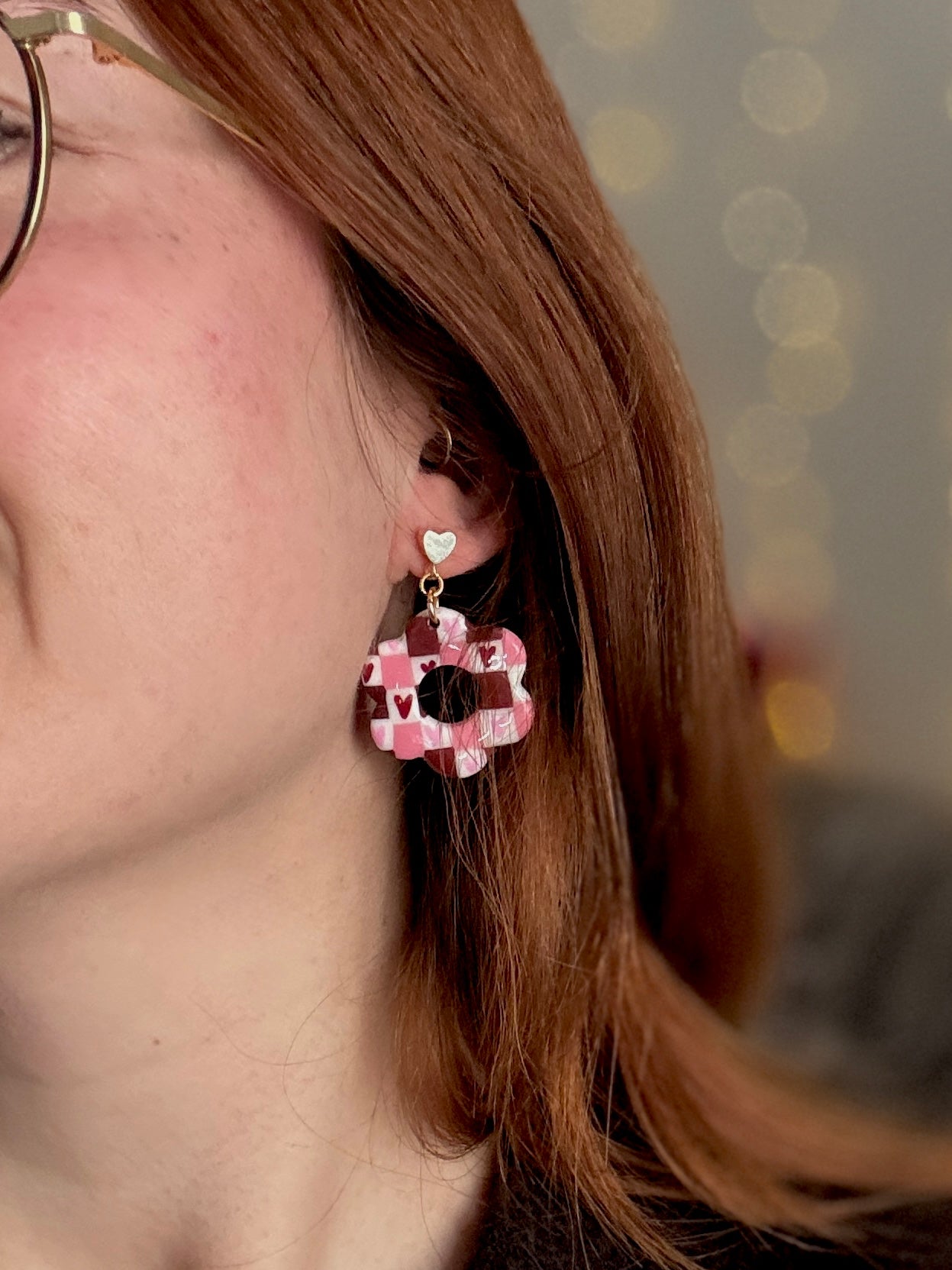 Be my Valentine Collection | Statement Ohrringe aus Polymer Clay |  Rosa, Rot, Weiß, Gold | Creative Studio Anni