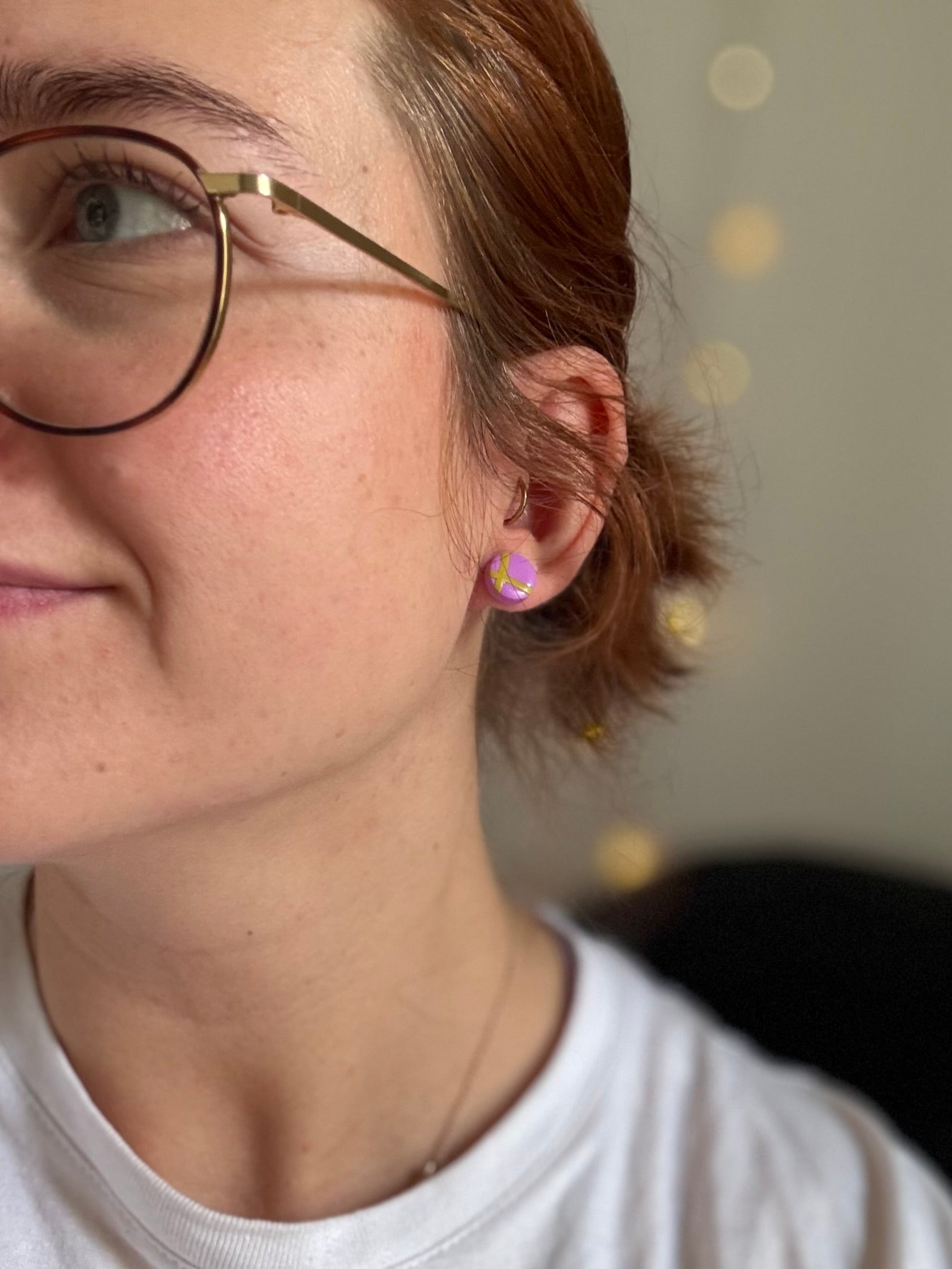 Vivid Bloom | Statement Ohrringe aus Polymer Clay | Lila & Grün | Creative Studio Anni