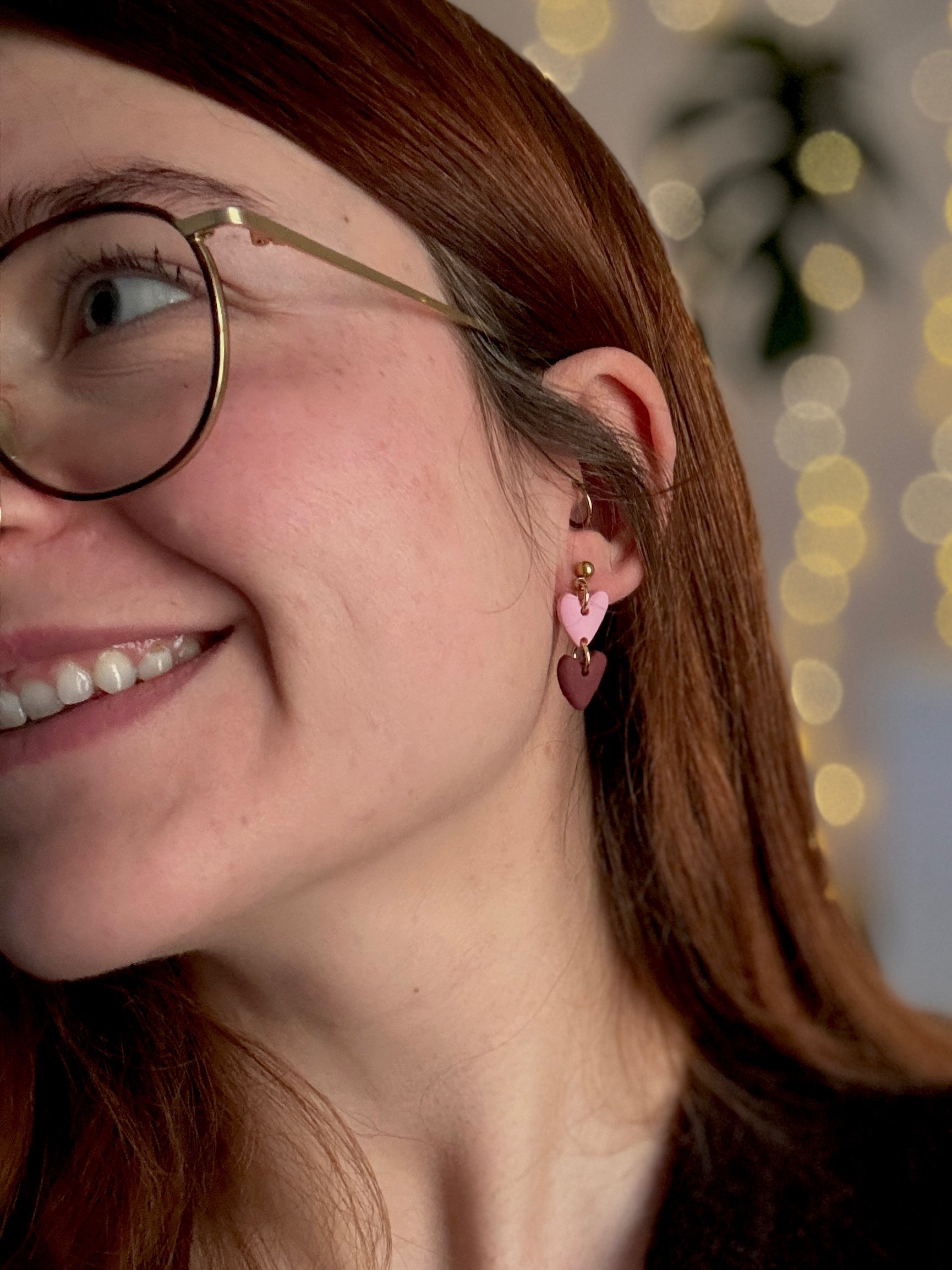 Be my Valentine Collection | Statement Ohrringe aus Polymer Clay |  Rosa, Rot, Weiß, Gold | Creative Studio Anni