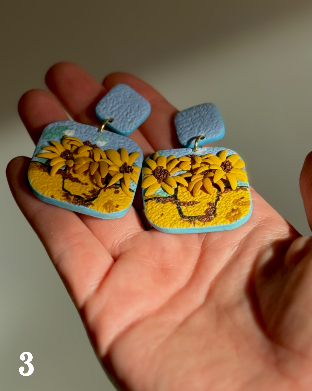 Van Gogh Inspired: Sunflower Muse | Handgemachte Statement Ohrringe | Polymer Clay | Unikate von Creative Studio Anni
