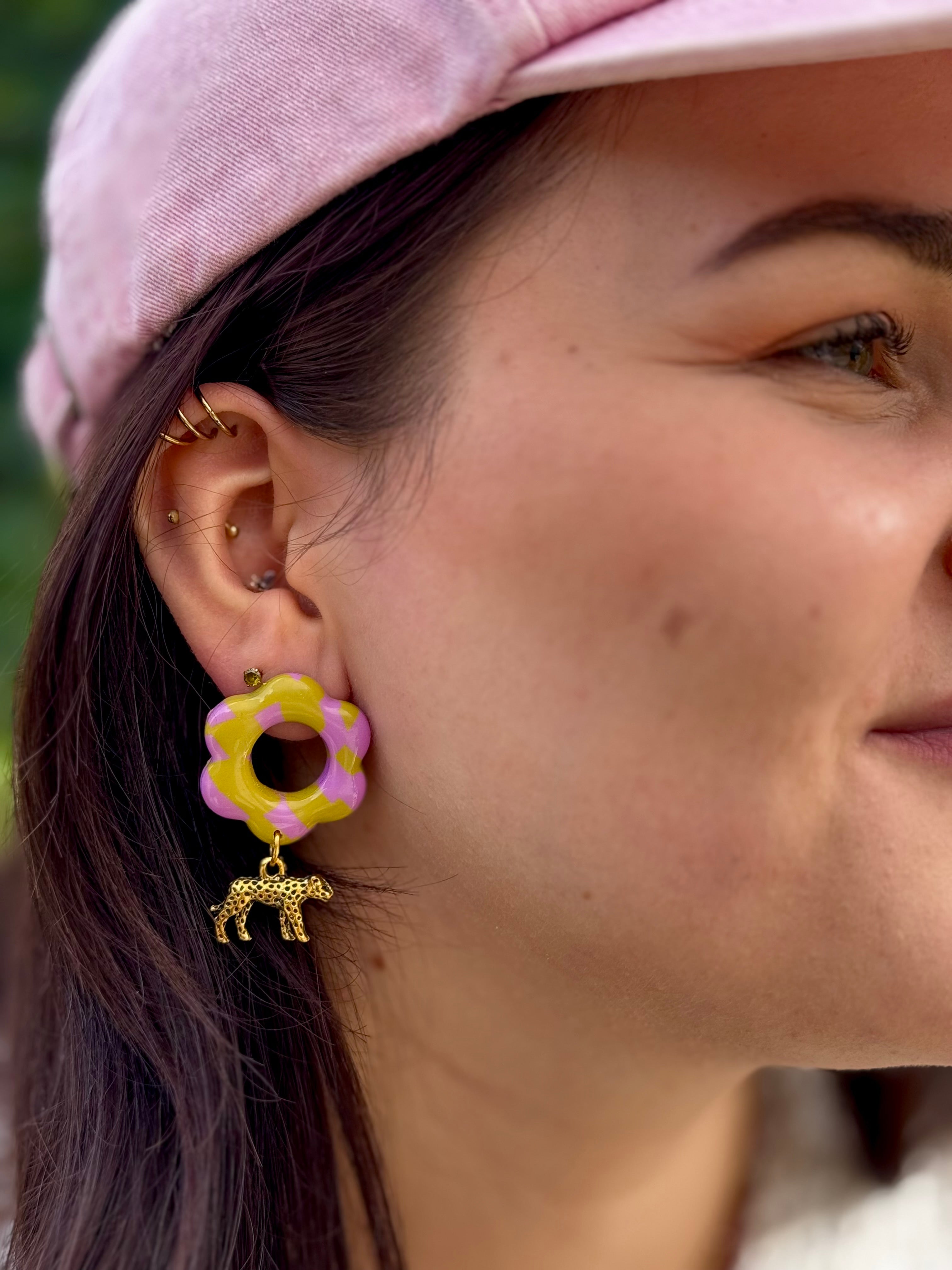 Vivid Bloom | Statement Ohrringe aus Polymer Clay | Lila & Grün | Creative Studio Anni