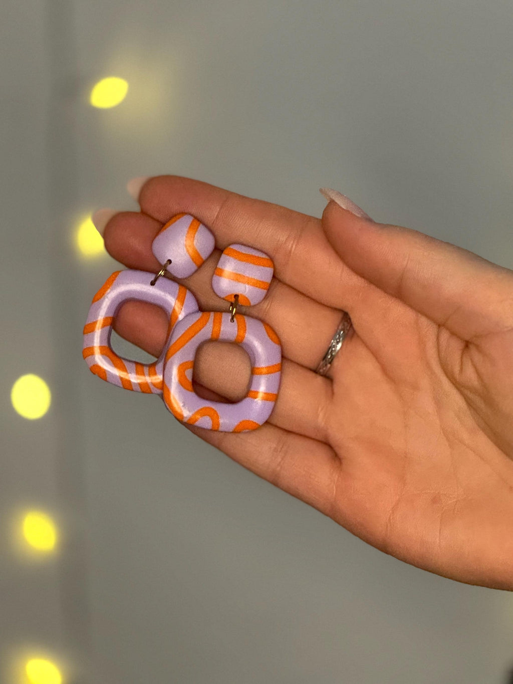Purple Orange Swirl Collection | Statement Ohrringe aus Polymer Clay | Lila & Orange | Creative Studio Anni