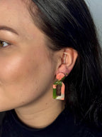 Emerald Blossom Collection | Statement Ohrringe aus Polymer Clay | Grün & Rosa | Creative Studio Anni