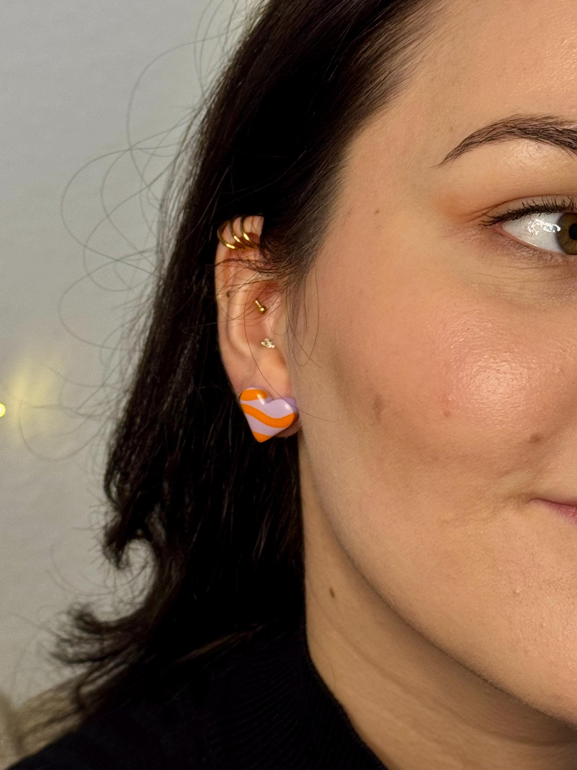 Purple Orange Swirl Collection | Statement Ohrringe aus Polymer Clay | Lila & Orange | Creative Studio Anni