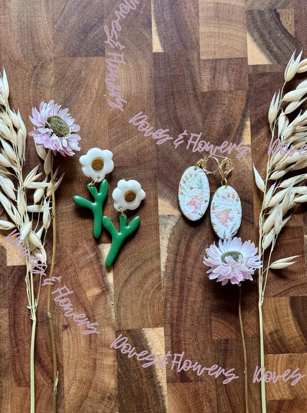 Doves & Flowers Collection | Statement Ohrringe aus Polymer Clay | Creative Studio Anni