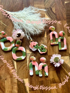 Emerald Blossom Collection | Statement Ohrringe aus Polymer Clay | Grün & Rosa | Creative Studio Anni