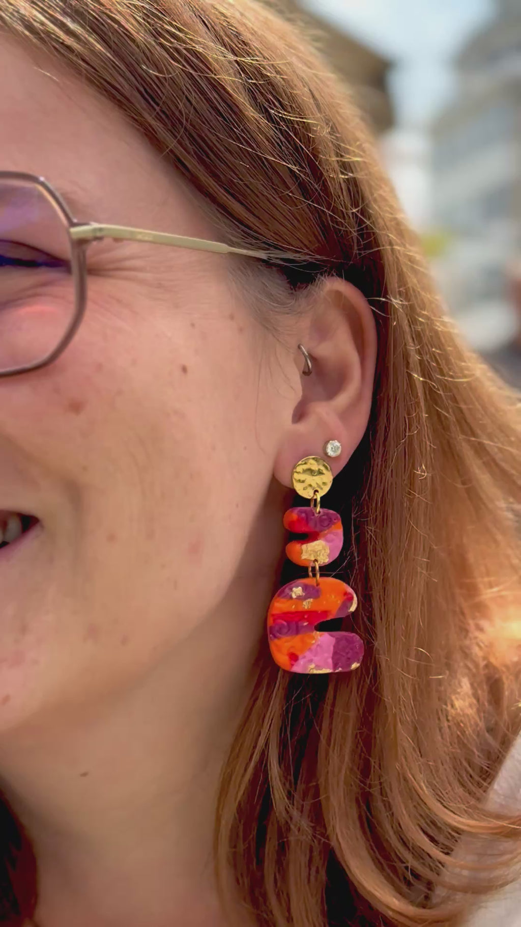 Lava Light Collection | Statement Ohrringe aus Polymer Clay | Rot, Orange & Pink | Creative Studio Anni