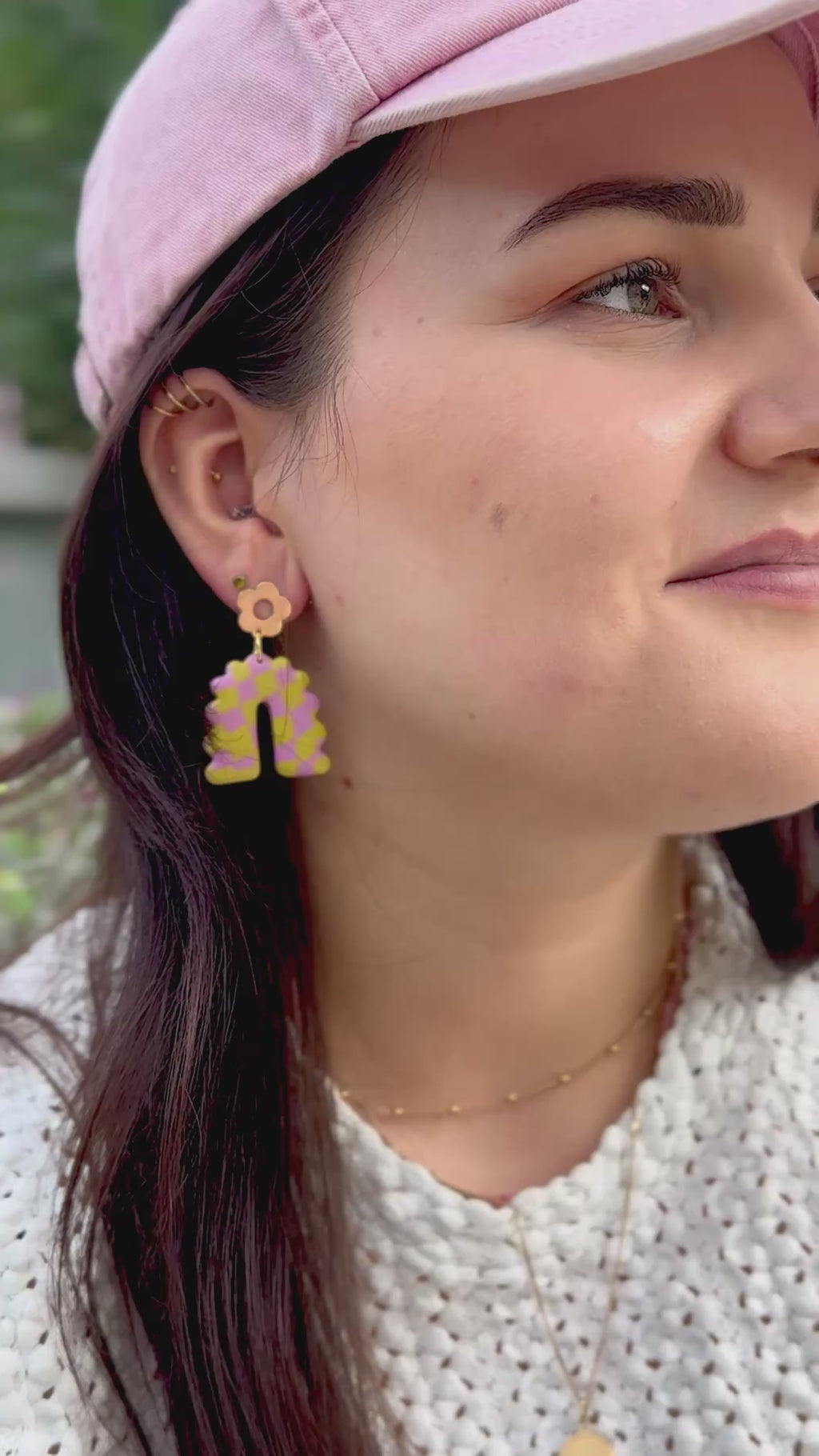 Vivid Bloom | Statement Ohrringe aus Polymer Clay | Lila & Grün | Creative Studio Anni